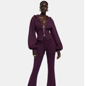 Hanifa Deep Purple Flare two piece sweatsuit